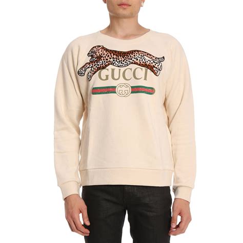 Gucci Felpa girocollo cropped con stampa logo in cotone bianco 